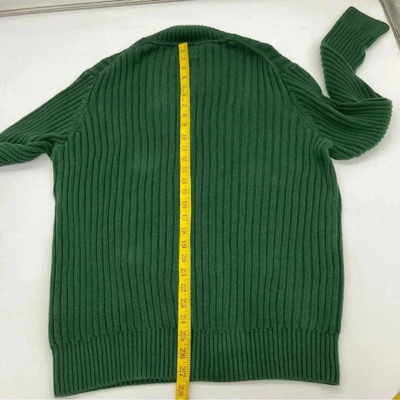 Tommy Hilfiger Mens Crest XL 1/4 Zip Cable Knit Sweater Cotton Hunter Green - Picture 8 of 9